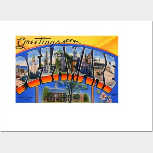 Greetings from Delaware - Vintage Large Letter Postcard Posters and Art